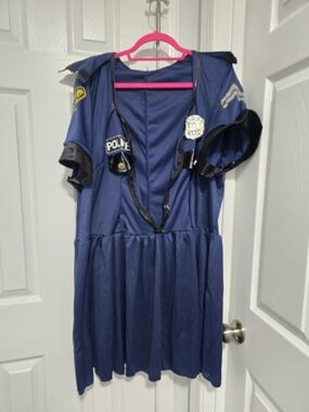 Leg Avenue Women's Plus Size Navy Blue Police Costume Dress with Badge
